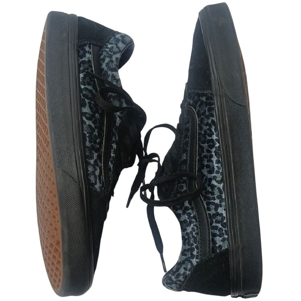 Vans Ward Sneakers Womens 9.5 Black Grey Leopard Print Suede Low Top Skate Shoes - Picture 3 of 8
